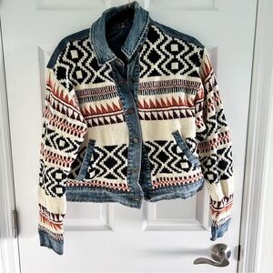 FREE PEOPLE GEOMETRIC PRINT JEAN JACKET